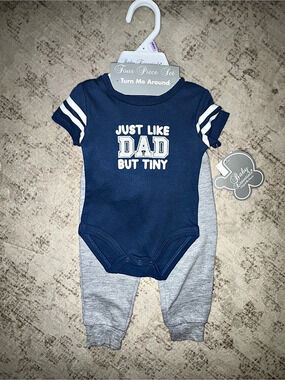 Baby Essentials Just Like Dad But Tiny Four-Piece Set Blue & Gray Baby Football